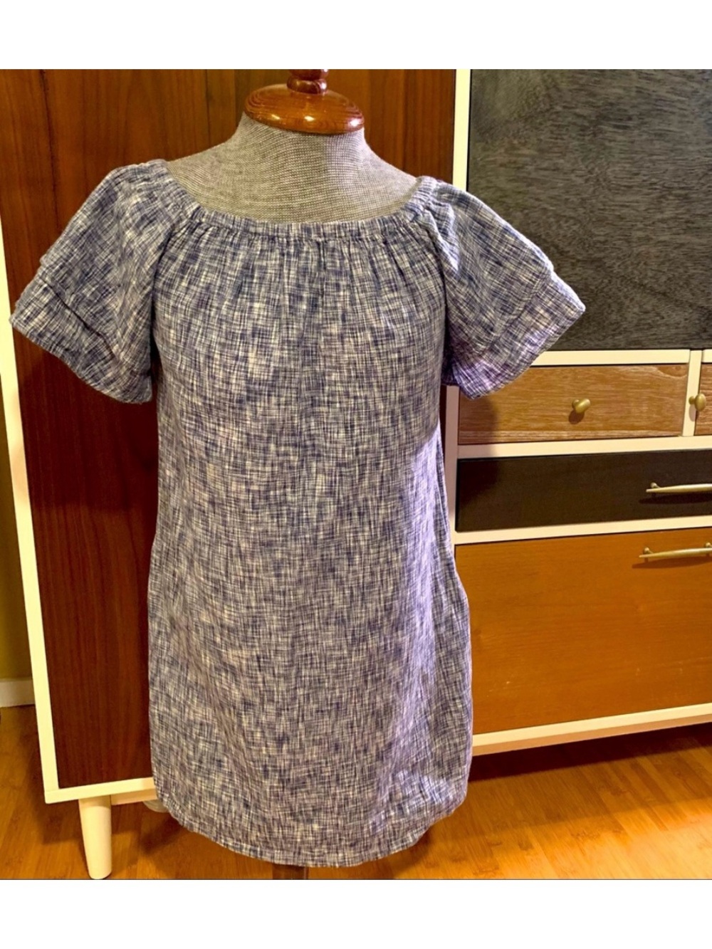 French Curve Blue Linen Dress 💙